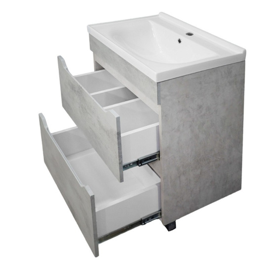 Комплект "Florena 60 напольная (арт. CS00105569)" (тумба+умывальник Monte Neo 60) 810x610x470 мм, пленка ПВХ, светлый бетон 