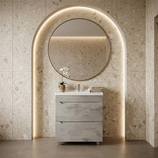 Комплект "Florena 60 напольная (арт. CS00105569)" (тумба+умывальник Monte Neo 60) 810x610x470 мм, пленка ПВХ, светлый бетон 