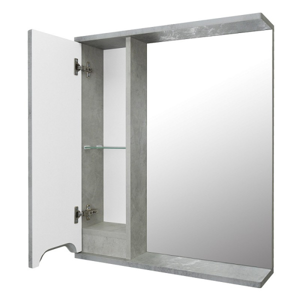 Зеркальный шкаф "Florena 60 левый (арт. CS00086983)", 600x600x135 мм, светлый бетон , со шкафчиком