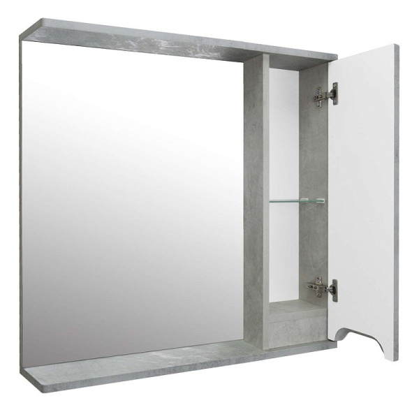 Зеркальный шкаф "Florena 80 правый (арт. CS00086987)", 600x800x135 мм, светлый бетон , со шкафчиком