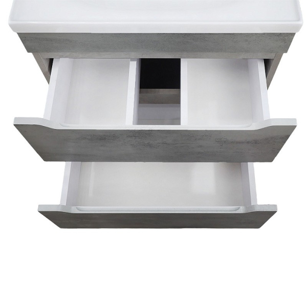 Комплект "Florena 60 напольная (арт. CS00105569)" (тумба+умывальник Monte Neo 60) 810x610x470 мм, пленка ПВХ, светлый бетон 