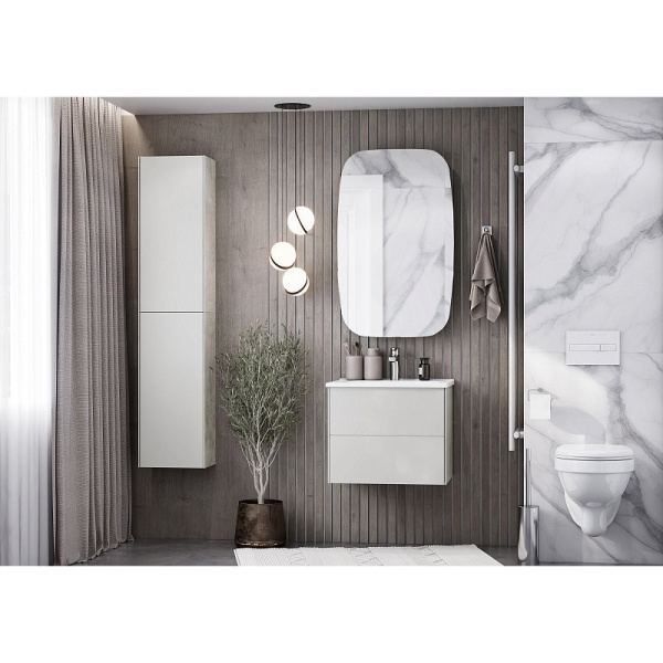 Комплект "Сохо 60" (тумба+умывальник Элина 60) 472x600x468 мм, пленка ПВХ, слэйт/галька серая