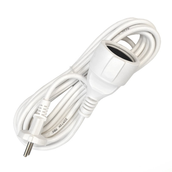 Удлинитель-шнур DOMTOK (2337) 1 место 5м белый 10А 2200Вт IP54 ПВС 2*1 