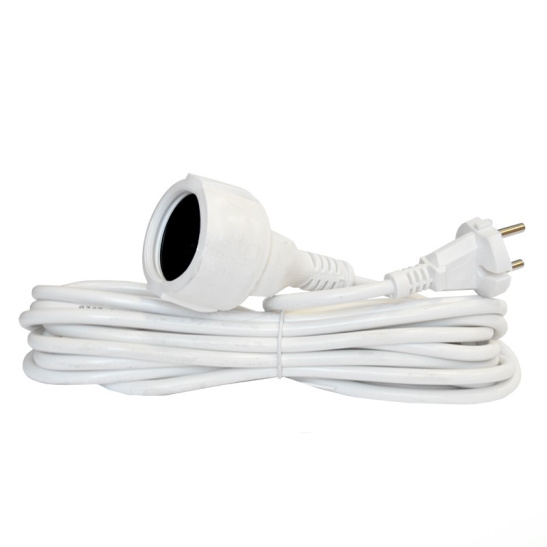 Удлинитель-шнур DOMTOK (2337) 1 место 5м белый 10А 2200Вт IP54 ПВС 2*1 