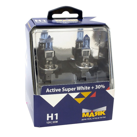 ЛАМПА Н1 (АКГ12-55) (72120ASW+30) Active Super White + 30%  ФАРНАЯ И ПРОТИВОТУМАННАЯ "МАЯК" 55 W  12В