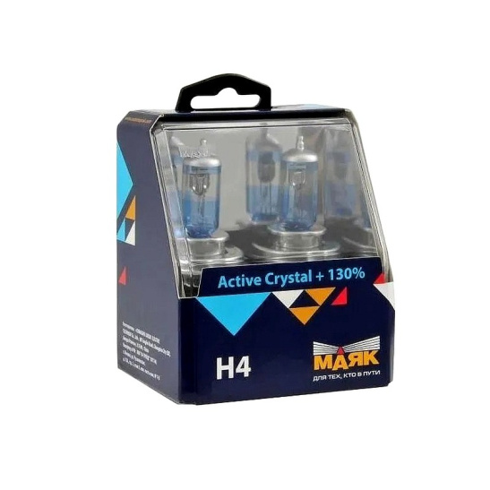 ЛАМПА Н4 (АКГ24-75+70) (74430AC+130) Active Crystal +130% ФАРНАЯ ГАЛОГЕН "МАЯК" (43 цоколь) 24В