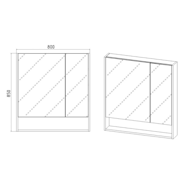 Зеркальный шкаф "Мальта 80 правый/левый (арт. VMAL80BEL-ZSH)", 850x800x134 мм, белый, с полочкой