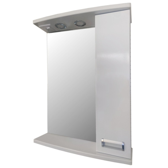 Зеркало "Лаура (арт. 10633) правое", 750x572x176 мм, белый, с полочкой, со шкафчиком