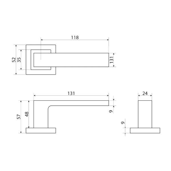 Ручка дверная Р 72 BL матовый черный СТАНДАРТ, Китай