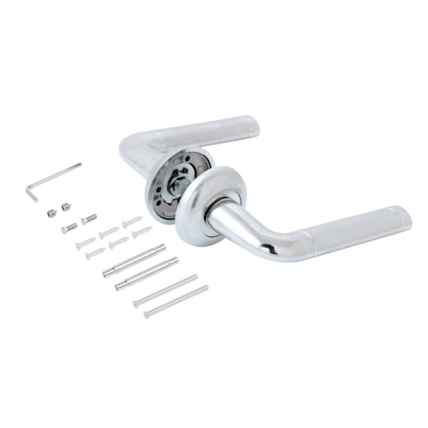 Ручка дверная Р 28 SN/CP  мат.хром/хром СТАНДАРТ, Китай