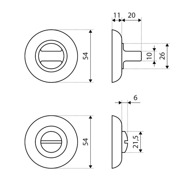 Завертка сантехническая к ручкам СТАНДАРТ P-BK-R1 SN/CP мат.хром/хром СТАНДАРТ, Китай