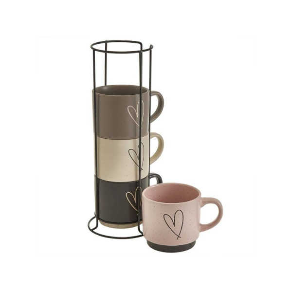 Набор кружек 4 предмета (400 мл) "Love" Ф11-053L/4 на металлической подставке