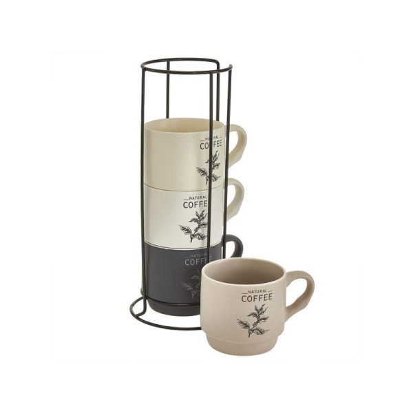 Набор кружек 4 предмета (350 мл) "Natural coffee" Ф11-054L/4 на металлической подставке