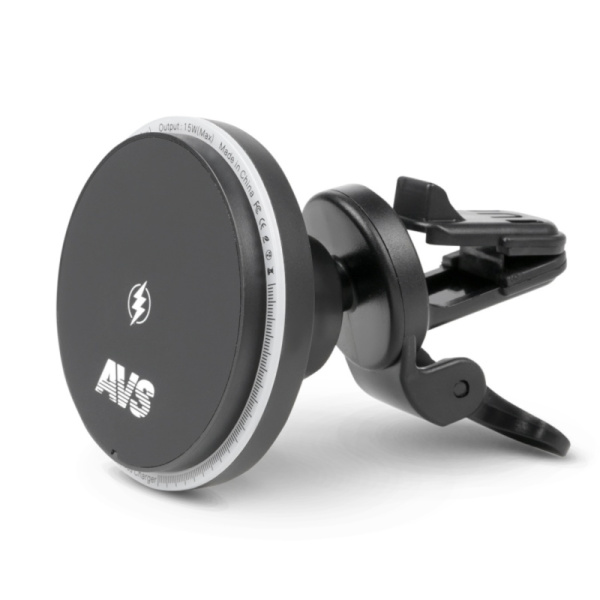Держатель для смартфонов с беспроводной зарядкой MagSafe, 360°,  магнитный, в дефлектор, подсветка (AH-02-WC) ("AVS") A95192S