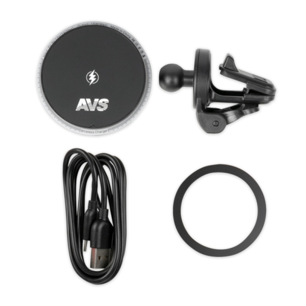 Держатель для смартфонов с беспроводной зарядкой MagSafe, 360°,  магнитный, в дефлектор, подсветка (AH-02-WC) ("AVS") A95192S