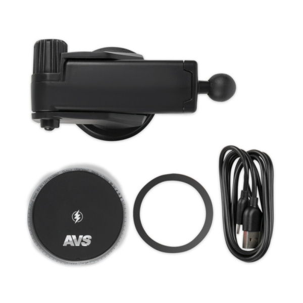Держатель для смартфонов с беспроводной зарядкой MagSafe, 360°,  магнитный, на приборную панель, подсветка (AH-01-WC) ("AVS") A95191S