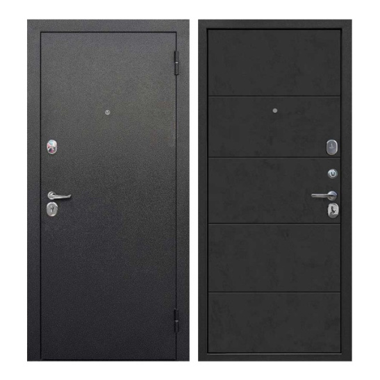 Дверь металлическая  Гарда 7,5 см   960 левая  (букле черный/бетон графит) "Феррони" Россия