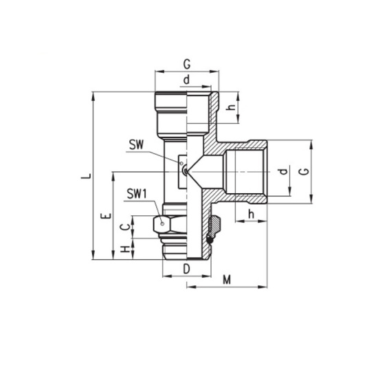 Фитинг трубок тройник M22X1,5-M22X1,5 металл., D2072 (Camozzi/Камоцци)