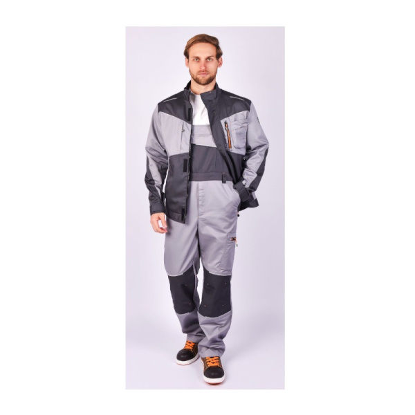 Костюм мужской "Баланс", р. 52-54 (104-108) рост 3/4 (170-176), (куртка/полукомбинезон), темно-серый/серый, с СОП