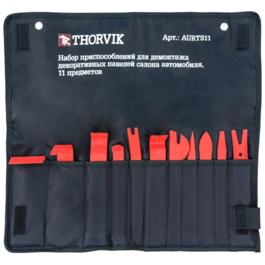 Набор приспособлений для демонтажа декоративных панелей салона автомобиля, 11 предметов (оригинал "Thorvik") AURTS11