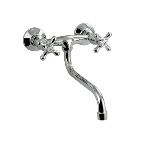 Смеситель для мойки двухвентильный с длинным изливом, 87304, МайФайр, Санакс