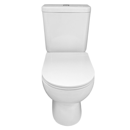 Унитаз-компакт Santek Остин Лайт Soft SLIM (тонкое сиденье), 1WH501877, горизонтальный выпуск, двухрежимная  арматура OLIVEIRA, нижний  подвод, сиденье с микролифтом