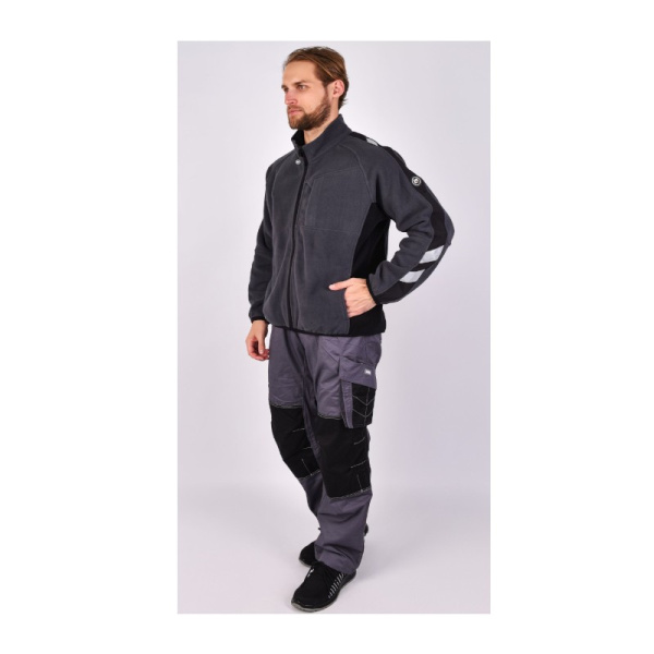 Куртка флисовая мужская "ИМИДЖ" р.XXXL, цв.серый/черный