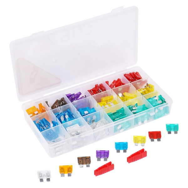 AFU-S-P180 (набор) Предохранители флажковые (стандарт) (в пласт. коробке 180 шт, 5А-35А) с экстрактором ("AIRLINE")