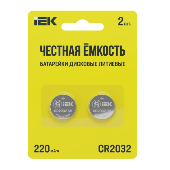 Батарейка IEK Optima  CR-2032 BL-2, 3 В, ABT-CR2032-OP-L02