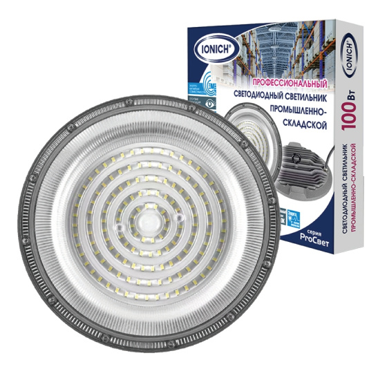 Светильник светодиодный IONICH ДСП (2512) 100 Вт 5000 К 12000 Лм IP65 High bay с ЕМС