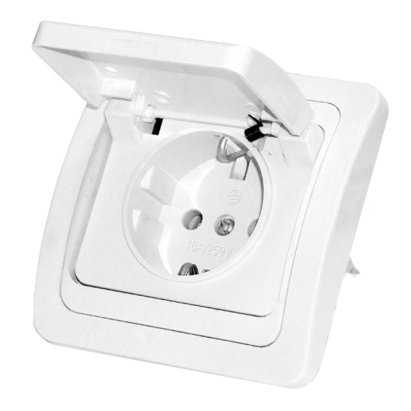 Розетка "ВАЛЕРИ" (В0029) 1-ая з/к с крышкой белая УНИВЕРСАЛ 