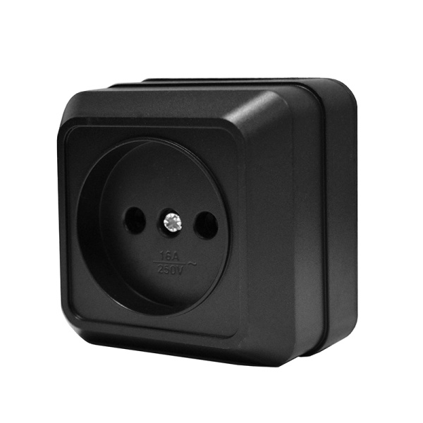 Розетка "ОЛИМП" (2224) 1-ая черная УНИВЕРСАЛ 