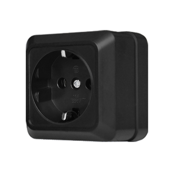 Розетка "ОЛИМП" (2227) 1-ая з/к черная УНИВЕРСАЛ 