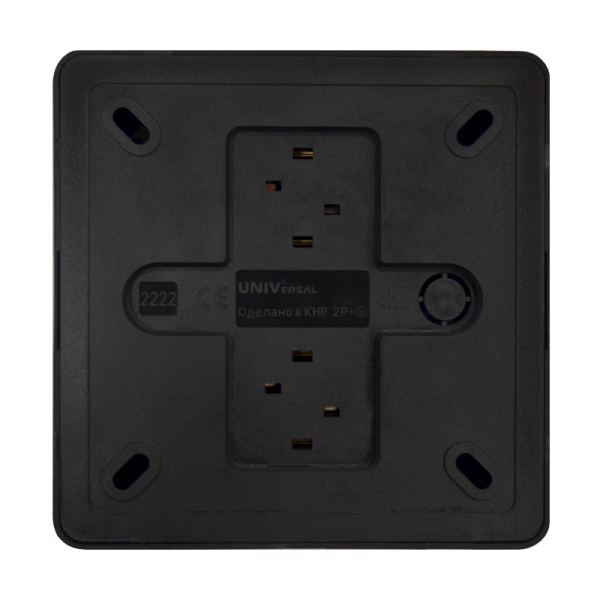 Розетка "ОЛИМП" (2222) 4-ая квадратная з/к черная УНИВЕРСАЛ 