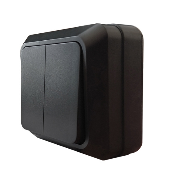 Выключатель "ОЛИМП" (2213) 2КЛ черный УНИВЕРСАЛ 