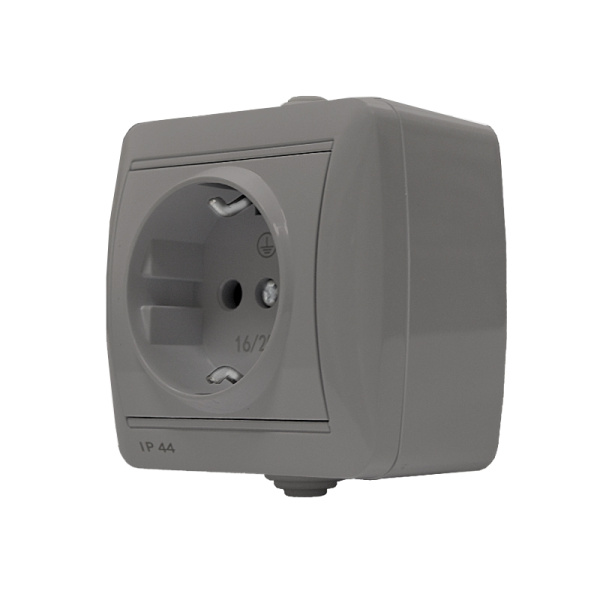 Розетка "КЛИО" (K2228-Gr) 1-ая з/к серая УНИВЕРСАЛ