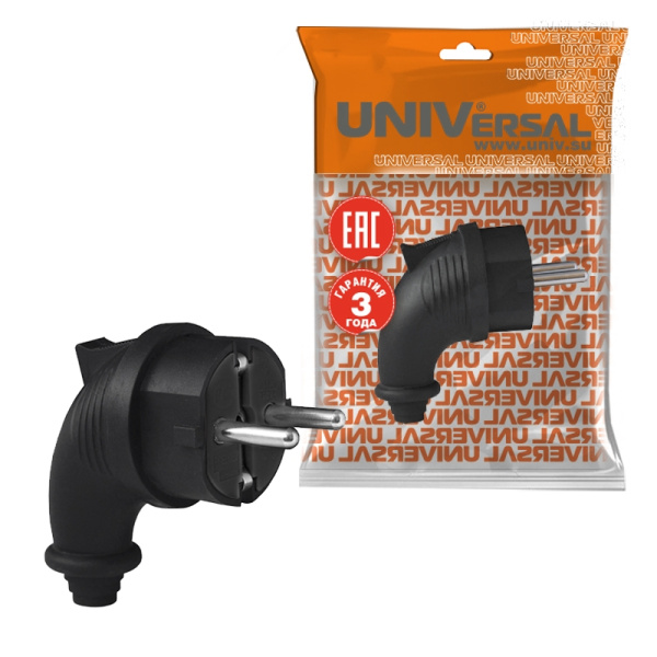 Вилка угловая UNIVersal (1241) З/К каучук 16А 250В IP44