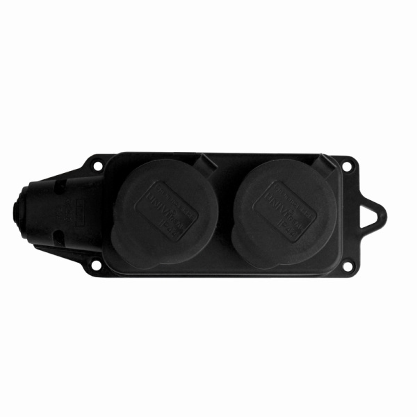 Колодка 2-местная с заглушками UNIVersal (1027) з/к каучук 16А 250В IP44