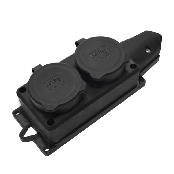 Колодка 2-местная с заглушками UNIVersal (1788) з/к каучук "Компакт" 16А 250В IP44