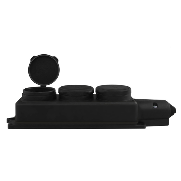 Колодка 3-местная с заглушками UNIVersal (1323) з/к каучук "Компакт" 16А 250В IP44 