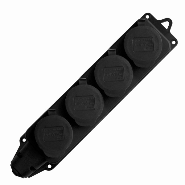 Колодка 4-местная с заглушками UNIVersal (1029) з/к каучук 16А 250В IP44 