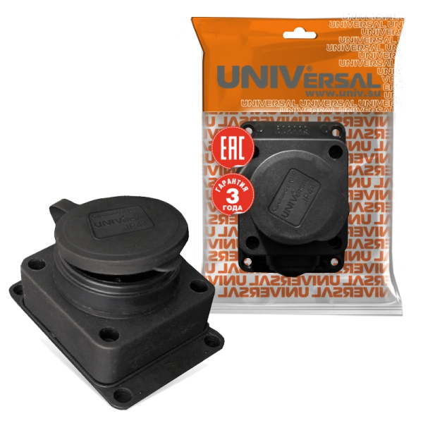 Розетка настенная с заглушкой UNIVersal (602229) З/К каучук 16А 250В IP44 (еврослот)