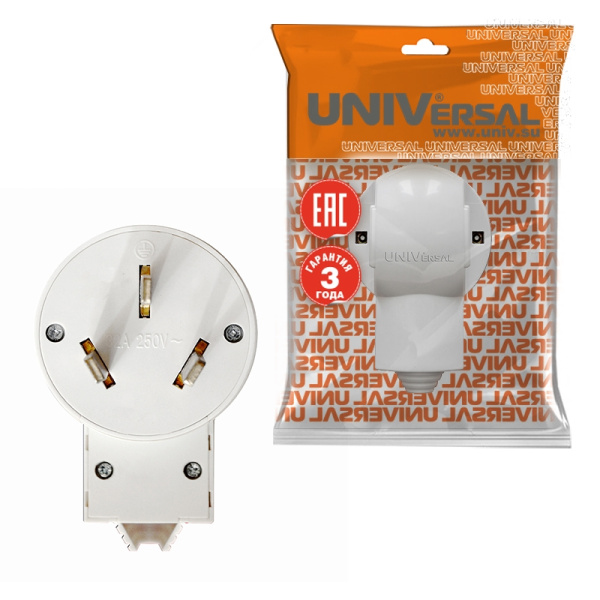 Вилка для электроплиты UNIVersal (5311) белая (еврослот) 32А 250В 