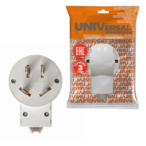 Вилка для электроплиты UNIVersal (5313) белая (еврослот) 32А 440В 