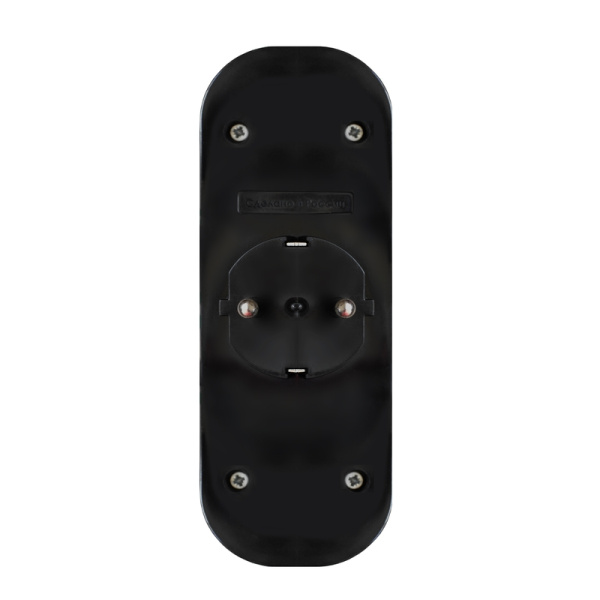 Разветвитель UNIVersal (1934) 3 места плоский черный 10А 250В 