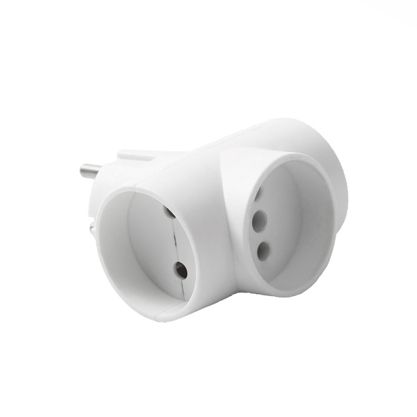 Разветвитель DOMTOK (2662) 3 места Т-образный белый 10А 2200Вт 