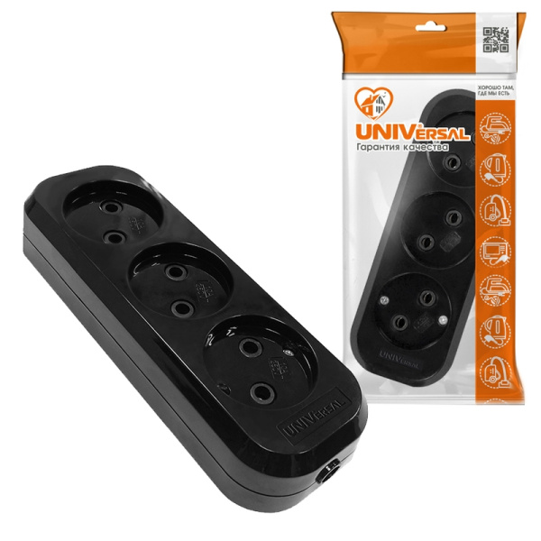 Колодка UNIVersal (1305) 3 места черная