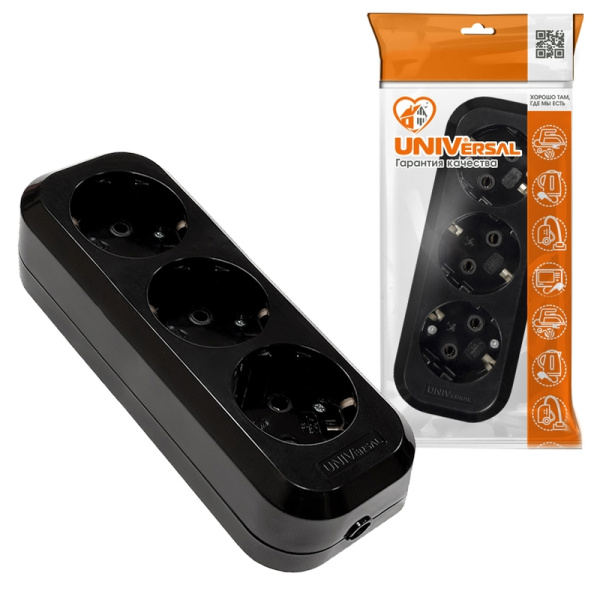 Колодка UNIVersal (1307) 3 места З/К черная