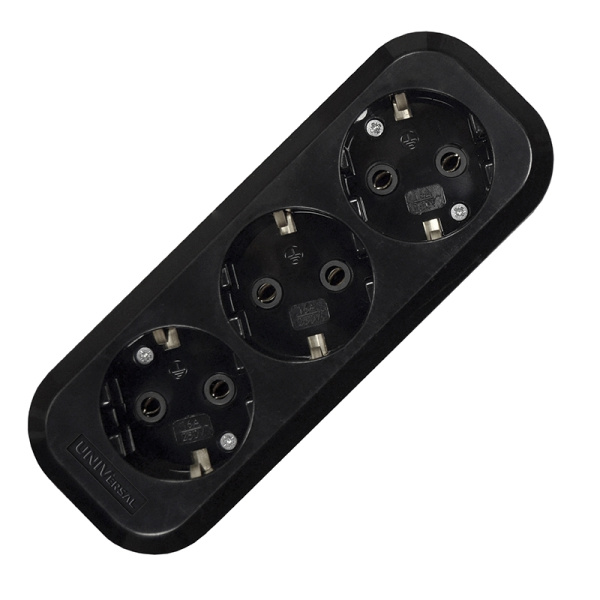 Колодка UNIVersal (1307) 3 места З/К черная