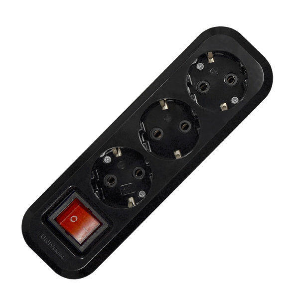 Колодка UNIVersal (1310) 3 места З/К выкл. черная